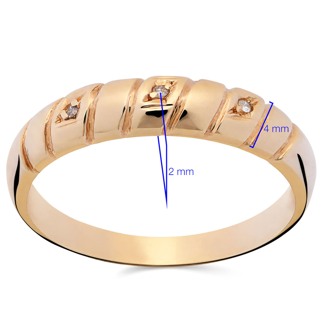 Anel Ouro Rose 18k Com 3 Diamantes