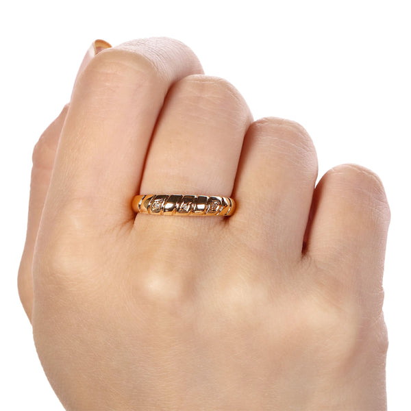 Anel Ouro Rose 18k Com 3 Diamantes