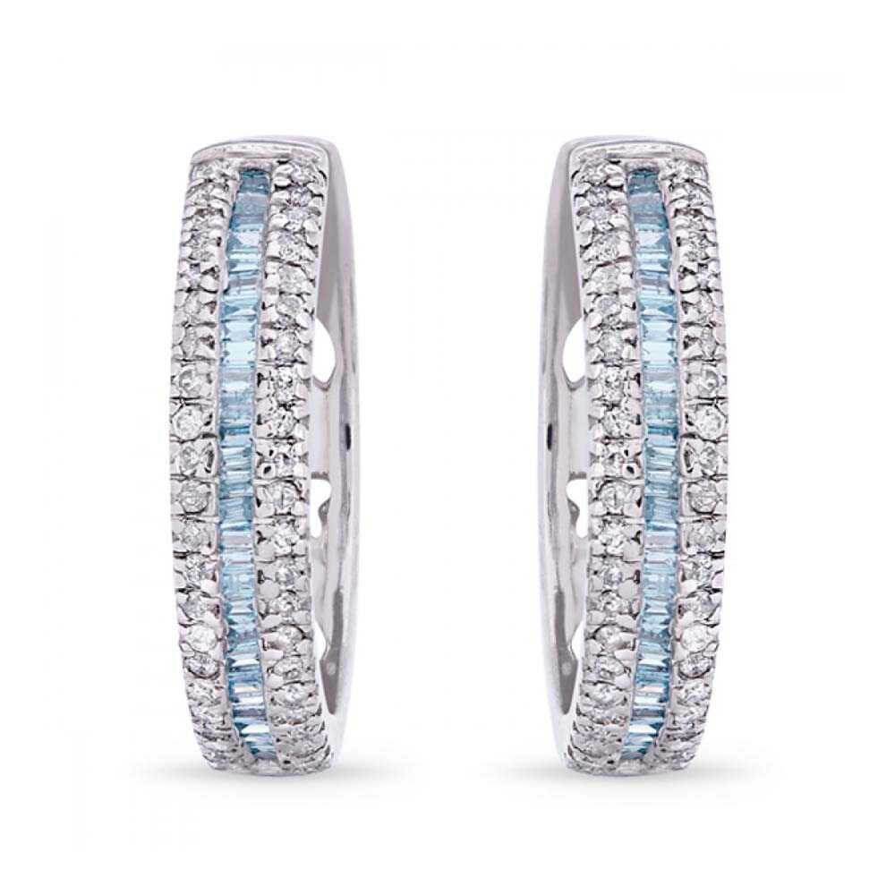 Argola em Prata 925 com Diamantes Azuis e Brancos