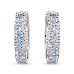 Argola em Prata 925 com Diamantes Azuis e Brancos
