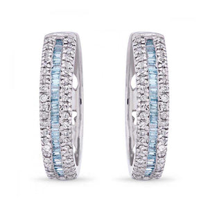 Argola em Prata 925 com Diamantes Azuis e Brancos