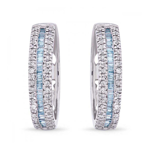 Argola em Prata 925 com Diamantes Azuis e Brancos