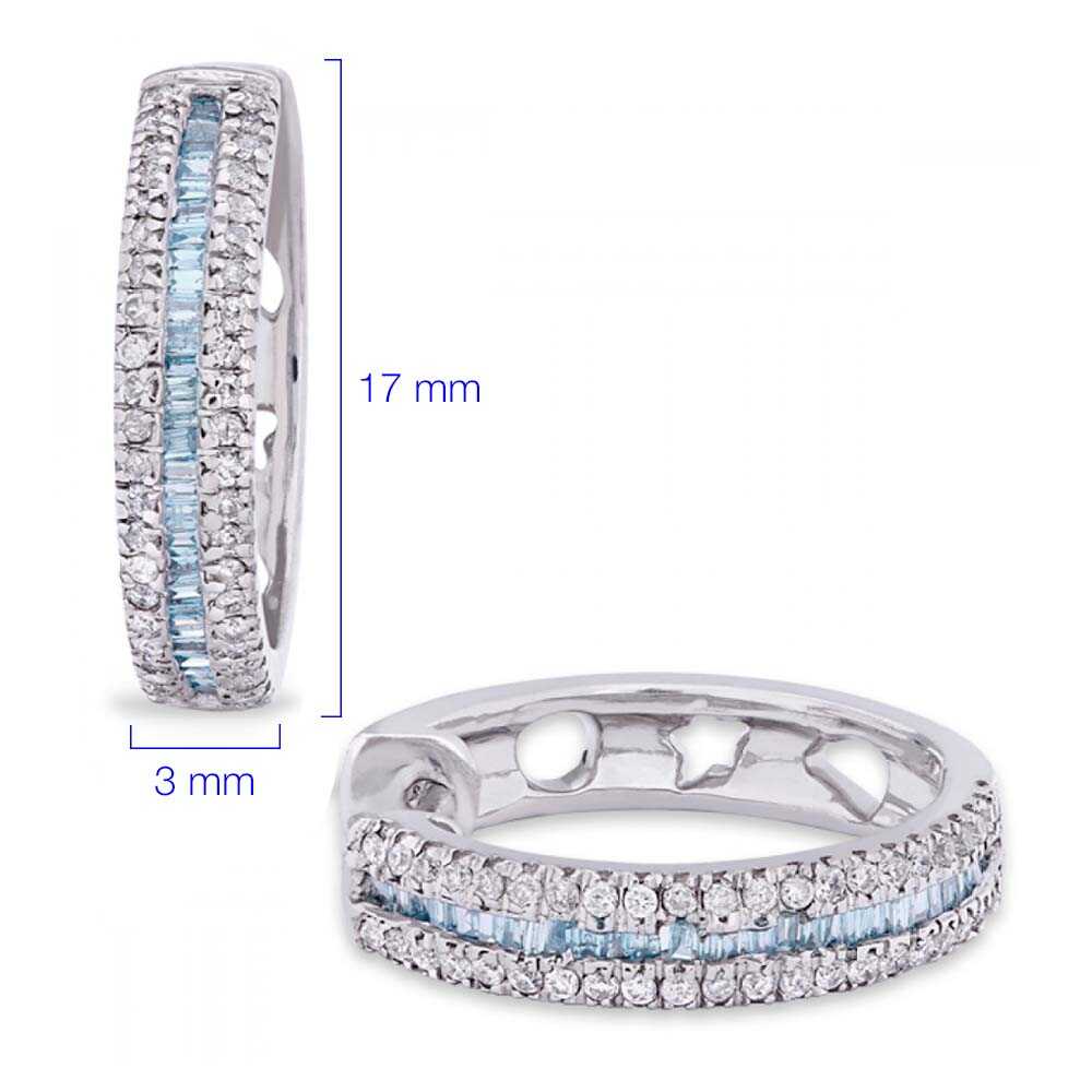 Argola em Prata 925 com Diamantes Azuis e Brancos