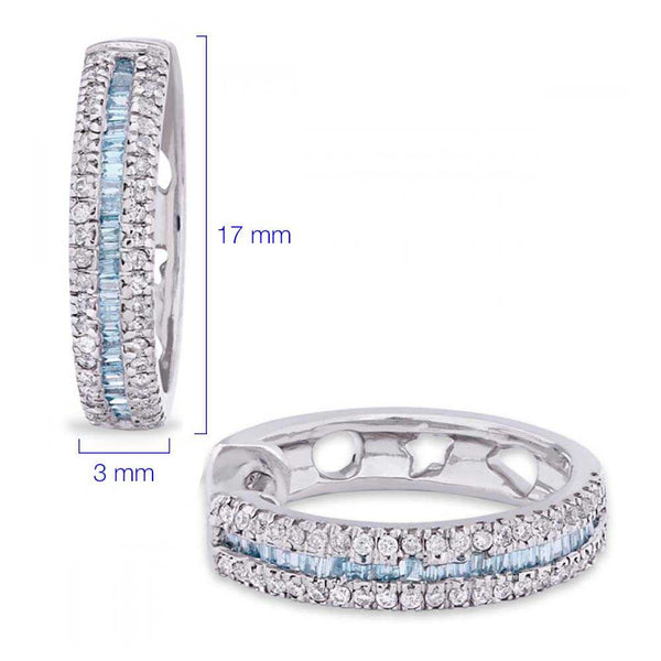 Argola em Prata 925 com Diamantes Azuis e Brancos