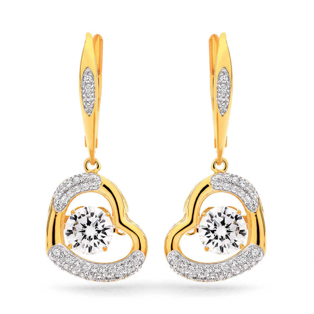 Par de Brinco em Prata 925 Coração Dancing Diamond com Zircônias