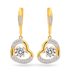 Par de Brinco em Prata 925 Coração Dancing Diamond com Zircônias