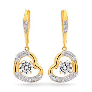 Par de Brinco em Prata 925 Coração Dancing Diamond com Zircônias