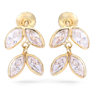 Par de Brinco Linha Ouro Amarelo com Zirconias Navetes