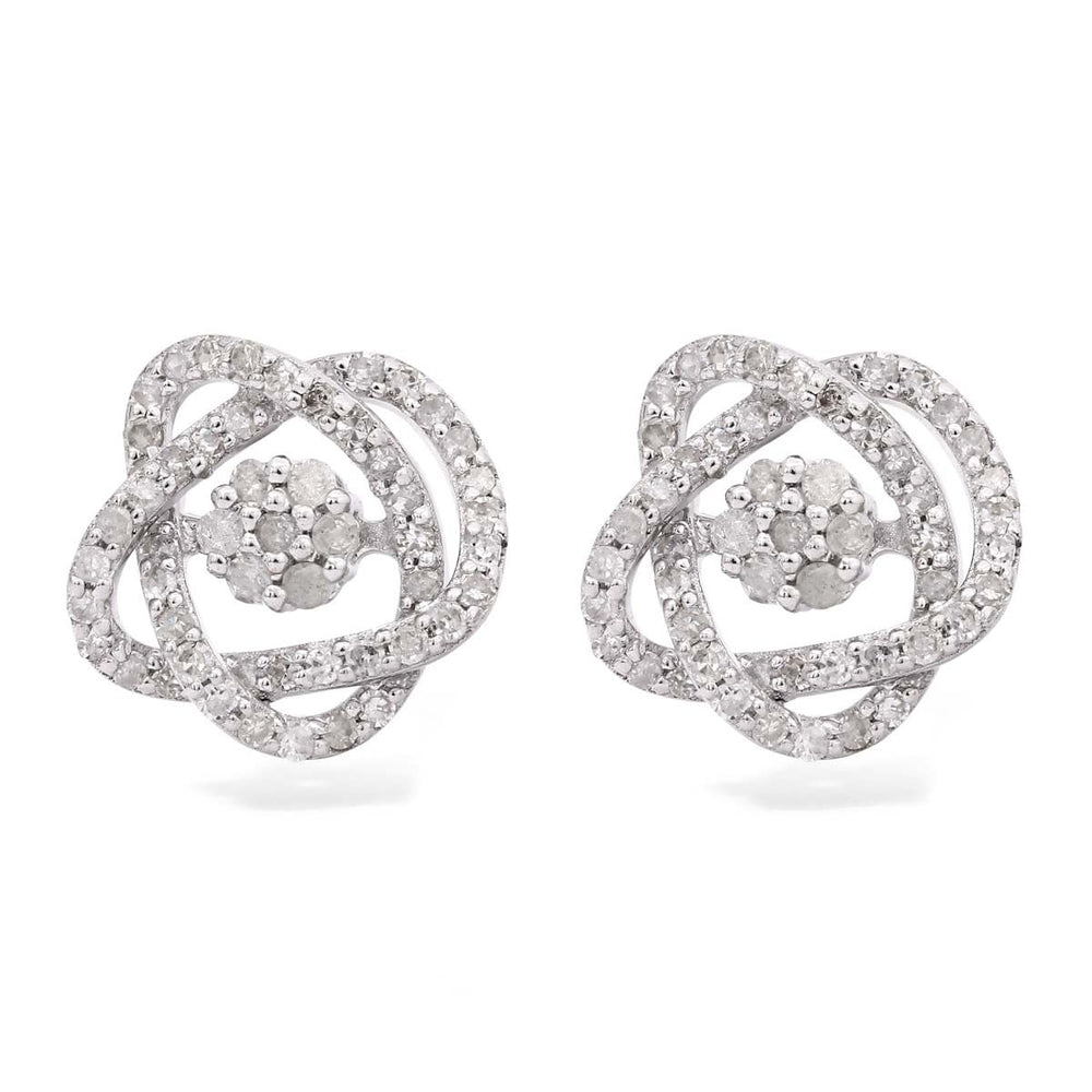 Par de Brinco em Ouro Branco 18k Flor com Diamantes