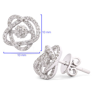 Par de Brinco em Ouro Branco 18k Flor com Diamantes