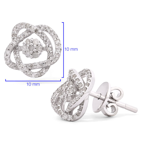 Par de Brinco em Ouro Branco 18k Flor com Diamantes