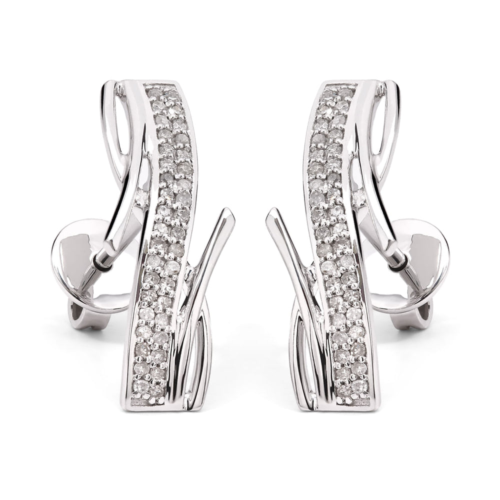 Par de Brinco em Ouro Branco 18k com Diamantes