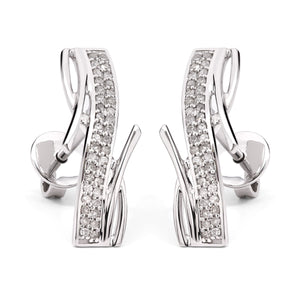 Par de Brinco em Ouro Branco 18k com Diamantes