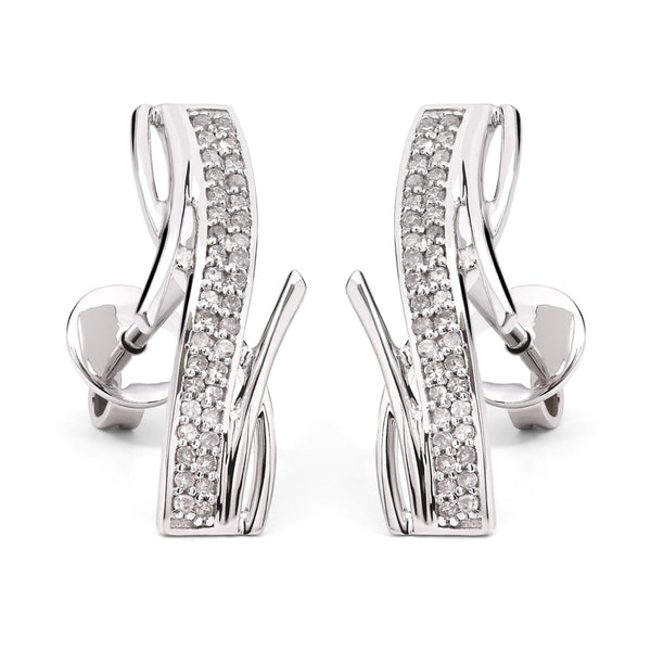 Par de Brinco em Ouro Branco 18k com Diamantes