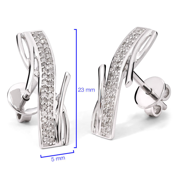 Par de Brinco em Ouro Branco 18k com Diamantes
