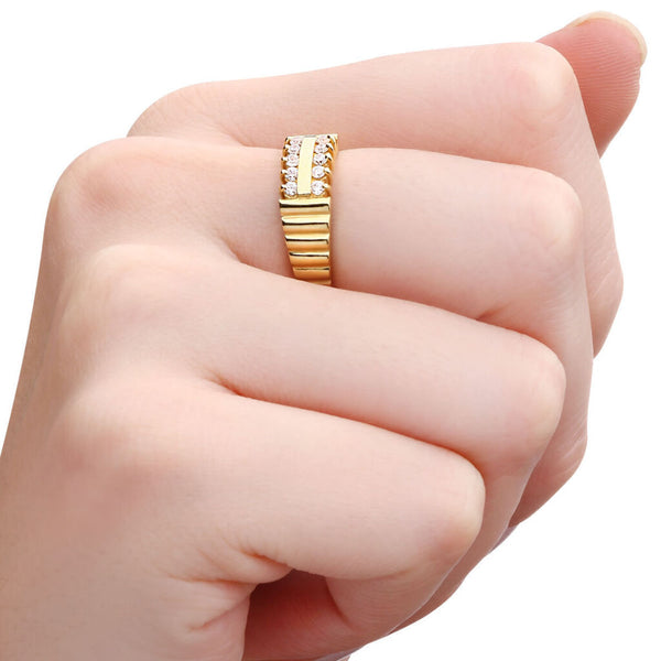 Anel em  Ouro Amarelo 18k com Zirconias