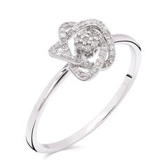 Anel em Ouro Branco 18k Com  Diamantes