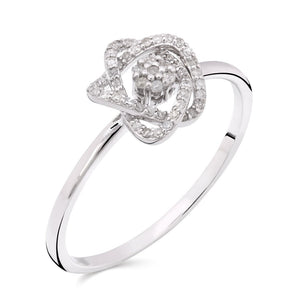 Anel em Ouro Branco 18k Com  Diamantes