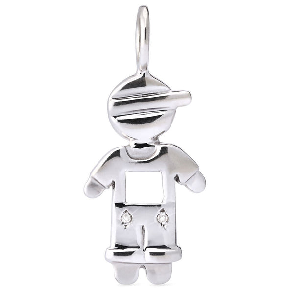 Pingente Menino em Ouro Branco 18k com Diamantes