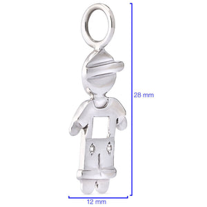 Pingente Menino em Ouro Branco 18k com Diamantes