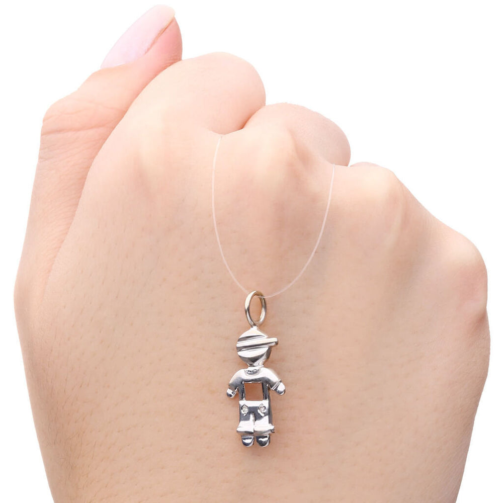 Pingente Menino em Ouro Branco 18k com Diamantes