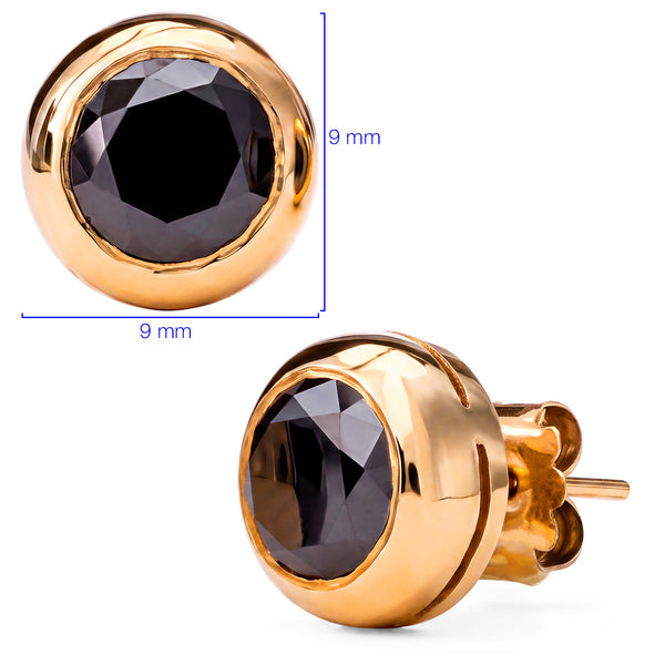 Par de Brincos Solitário com Diamante Negro em Ouro 18K
