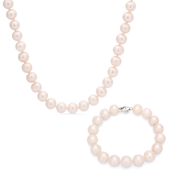 Colar e Pulseira em Prata 925 de Pérolas Brancas