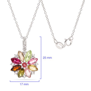 Pingente em Prata 925 com Turmalinas Coloridas e Zirconias
