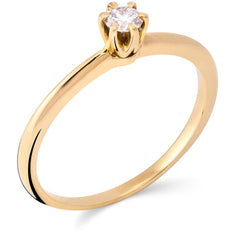 Anel em Ouro Amarelo 18k Solitário com Diamantes VS1
