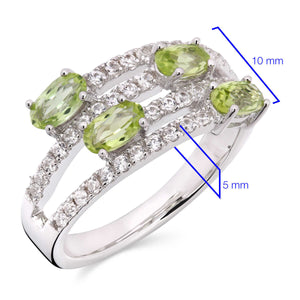 Anel em Prata 925 com Peridotos e Zircônias