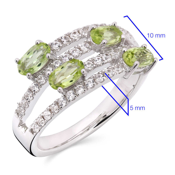 Anel em Prata 925 com Peridotos e Zircônias
