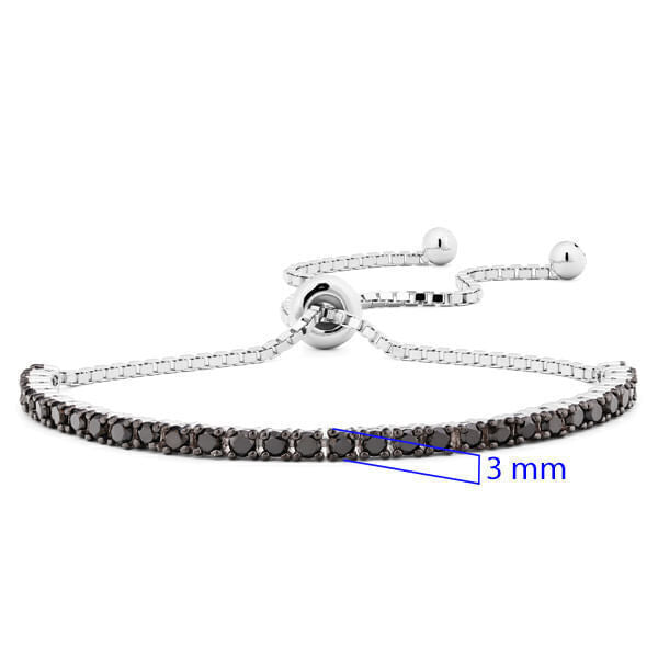 Pulseira em Prata 925 com Diamantes Negros