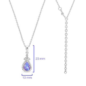 Pingente em Prata 925 com Tanzanita Gota e Zircônias