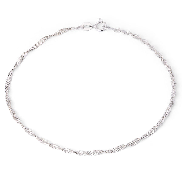 Pulseira Singapura Linha Ouro Branco 18 k - 19,5 cm