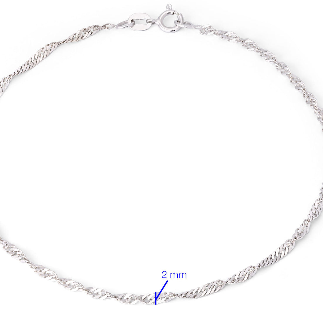 Pulseira Singapura Linha Ouro Branco 18 k - 19,5 cm