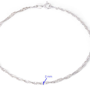 Pulseira Singapura Linha Ouro Branco 18 k - 19,5 cm