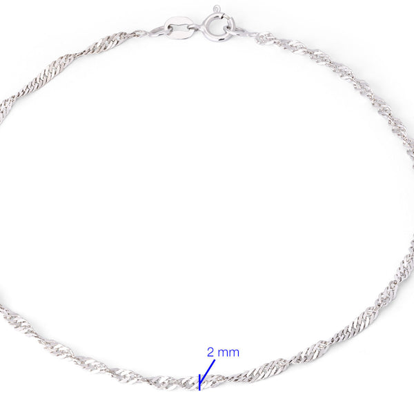 Pulseira Singapura Linha Ouro Branco 18 k - 19,5 cm