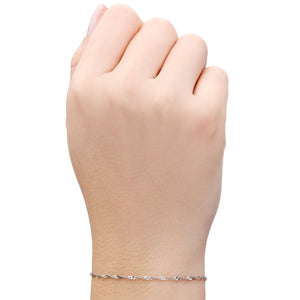 Pulseira Singapura Linha Ouro Branco 18 k - 19,5 cm