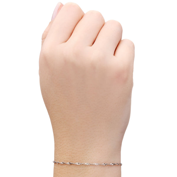 Pulseira Singapura Linha Ouro Branco 18 k - 19,5 cm