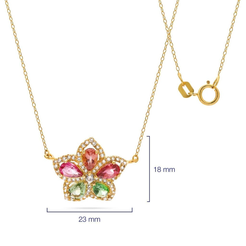 Pingente em Prata 925 com Turmalinas Coloridas e Zirconias