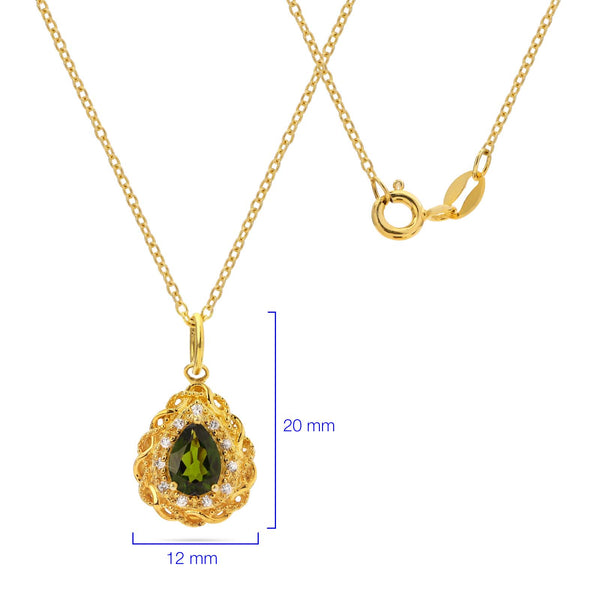 Pingente em Prata 925 com Chromediopside e Zirconias