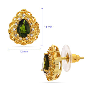 Par de Brinco em  Prata Gota com Chromediopside e Zirconias