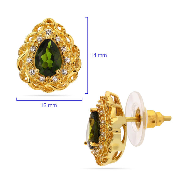 Par de Brinco em  Prata Gota com Chromediopside e Zirconias