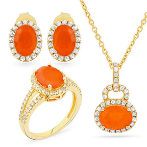 Conjunto em Prata 925 com Opala e Zircônias