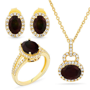 Conjunto em  Prata 925 com Opala e Zircônias