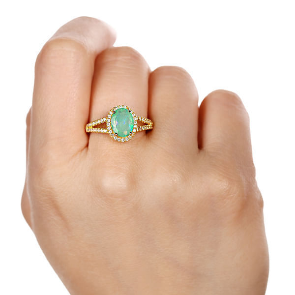 Conjunto de Prata com Opala e Zircônias