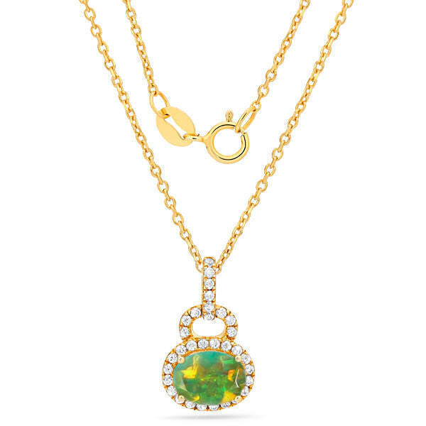 Conjunto de Prata com Opala e Zircônias
