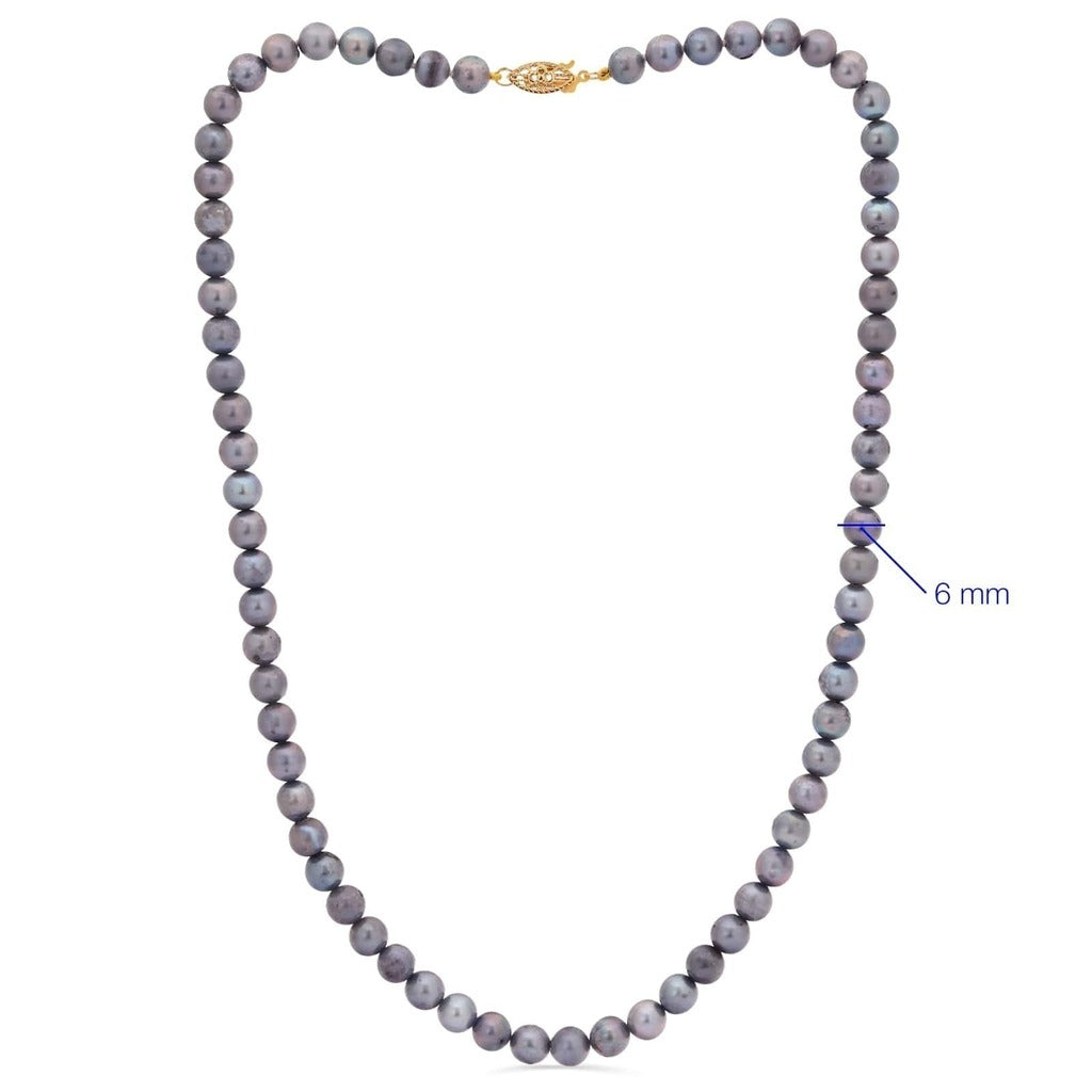Colar em Ouro Amarelo com Pérolas Akoyas Cinzas