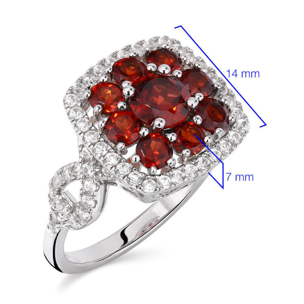 Conjunto de Prata 925 com Granadas e Zircônias