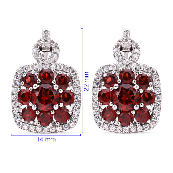 Conjunto de Prata 925 com Granadas e Zircônias